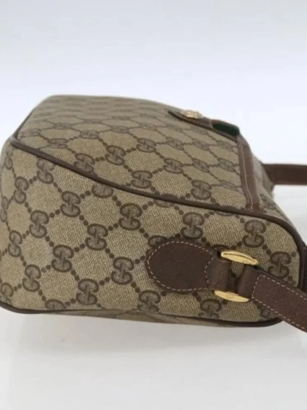 GUCCI GG Supreme Web Sherry Line Bag PVC Beige Gold 89 02 077 Auth 165219 - Picture 4 of 16